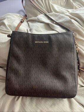 Michael Kors Dark Brown Crossbody Bag with Gold Hardware